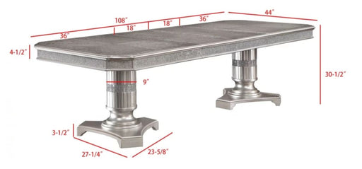 Crown Mark Klina Glam 2-Leaf Dining Table in Light Gray -  Chapter 11 Furniture (Lewiston, Maine)
