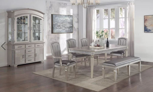Crown Mark Klina Glam Dining Bench in Light Gray -  Chapter 11 Furniture (Lewiston, Maine)