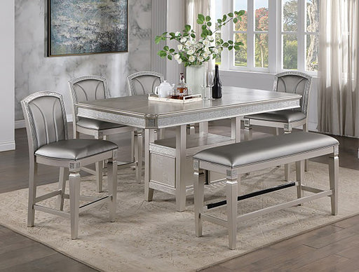 Crown Mark Furniture Klina Counter Height Bench in Silver -  Chapter 11 Furniture (Lewiston, Maine)