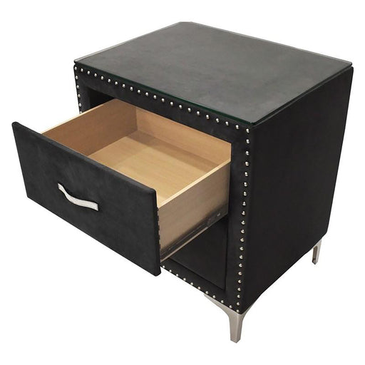 Crown Mark Furniture Lucinda 2 Drawer Nightstand in Black -  Chapter 11 Furniture (Lewiston, Maine)