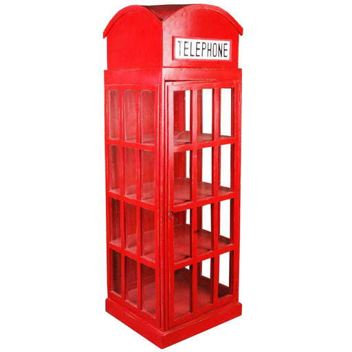Sunset Trading Cottage English Phone Booth Cabinet | Distressed Red Solid Wood | Fully Assembled Glass Display Shelf Case -  Chapter 11 Furniture (Lewiston, Maine)