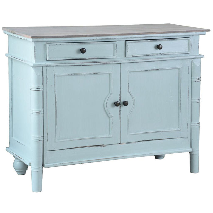 Sunset Trading Cottage Buffet Cabinet | Sky Blue/Natural Limewash Solid Wood | Fully Assembled Sideboard