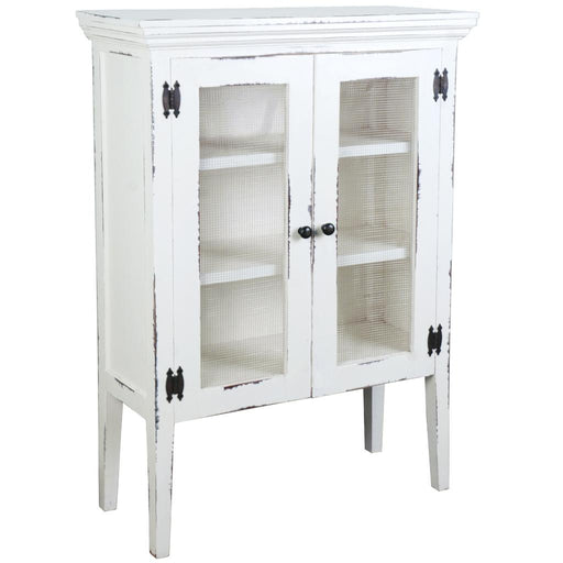 Sunset Trading Cottage 2 Door Accent Cabinet | Distressed White Solid Wood | Fully Assembled Display Cupboard -  Chapter 11 Furniture (Lewiston, Maine)