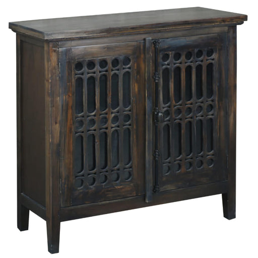 Sunset Trading Cottage 39" Carved 2 Door Cabinet | Distressed Vintage Brown Solid Wood | Fully Assembled Accent Cupboard -  Chapter 11 Furniture (Lewiston, Maine)