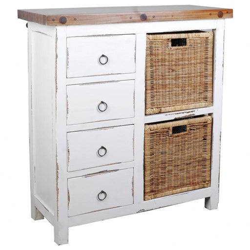 Sunset Trading Cottage Basket Cabinet | Distressed White/Savage Brown Solid Wood | Fully Assembled Sideboard -  Chapter 11 Furniture (Lewiston, Maine)