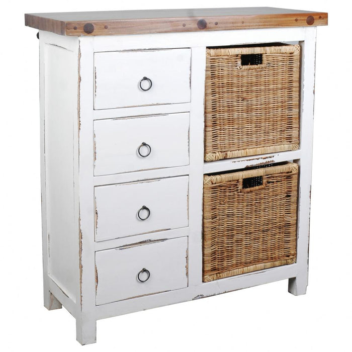 Sunset Trading Cottage Basket Cabinet | Distressed White/Savage Brown Solid Wood | Fully Assembled Sideboard -  Chapter 11 Furniture (Lewiston, Maine)