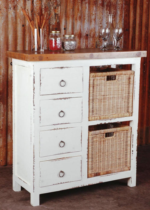 Sunset Trading Cottage Basket Cabinet | Distressed White/Savage Brown Solid Wood | Fully Assembled Sideboard -  Chapter 11 Furniture (Lewiston, Maine)