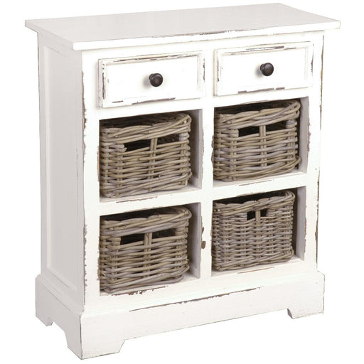 Sunset Trading Cottage Storage Cabinet with Baskets | Distressed White Solid Wood | Fully Assembled Side Table -  Chapter 11 Furniture (Lewiston, Maine)