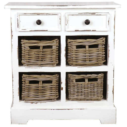 Sunset Trading Cottage Storage Cabinet with Baskets | Distressed White Solid Wood | Fully Assembled Side Table -  Chapter 11 Furniture (Lewiston, Maine)