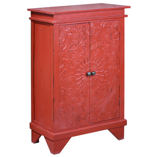 Sunset Trading Cottage Carved Accent Cabinet | Distressed Antique Red Solid Wood | Fully Assembled Hall Table -  Chapter 11 Furniture (Lewiston, Maine)