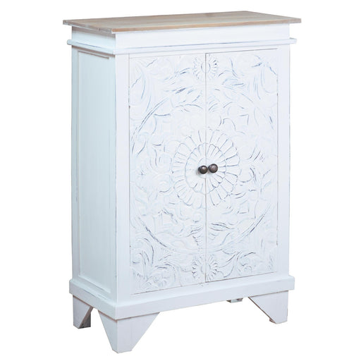 Sunset Trading Cottage Carved Accent Cabinet | Distressed White/Driftwood Brown Solid Wood | Fully Assembled Hall Table -  Chapter 11 Furniture (Lewiston, Maine)
