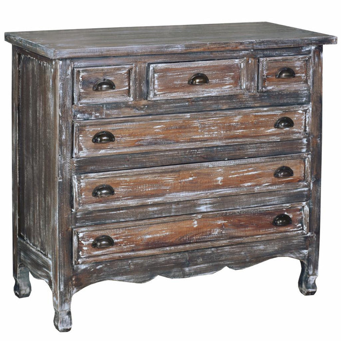Sunset Trading Cottage Chest | Distressed Brushed White Solid Wood | Fully Assembled Sideboard