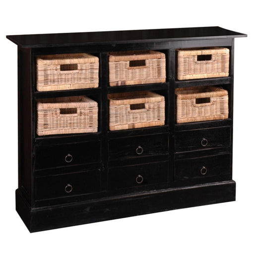 Sunset Trading Cottage Six Basket Cabinet | Distressed Black Solid Wood | Fully Assembled Sideboard -  Chapter 11 Furniture (Lewiston, Maine)