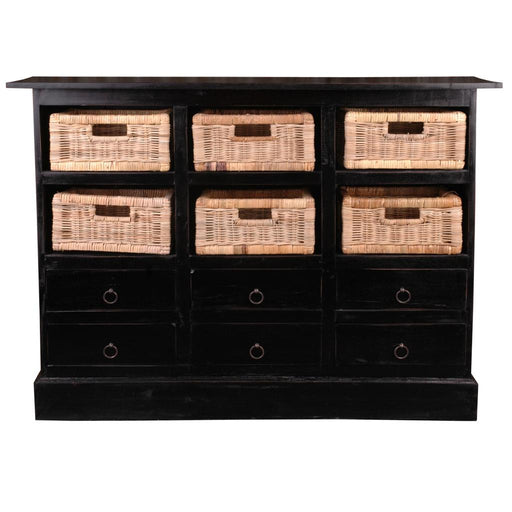 Sunset Trading Cottage Six Basket Cabinet | Distressed Black Solid Wood | Fully Assembled Sideboard -  Chapter 11 Furniture (Lewiston, Maine)
