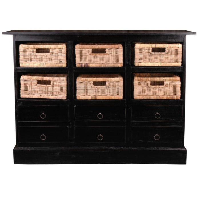 Sunset Trading Cottage Six Basket Cabinet | Distressed Black Solid Wood | Fully Assembled Sideboard -  Chapter 11 Furniture (Lewiston, Maine)