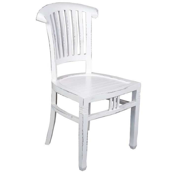 Sunset Trading Cottage Slat Back Dining Chairs | Set of 2 | Distressed White Solid Wood | Fully Assembled Sidechairs