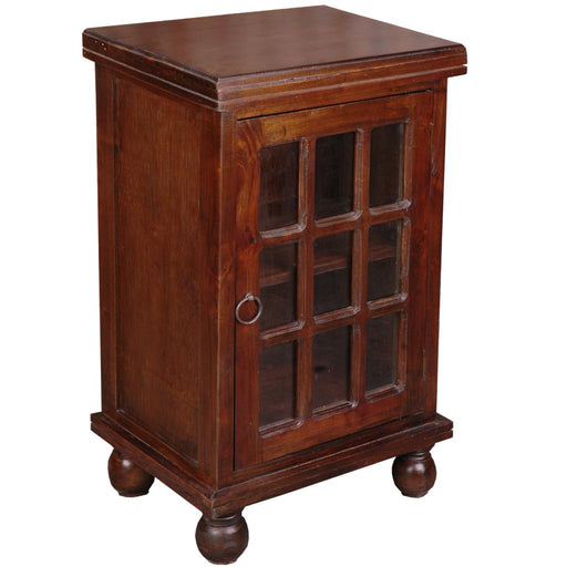 Sunset Trading Cottage End Table with Glass Door | Walnut Solid Wood | Fully Assembled Small Display Cabinet -  Chapter 11 Furniture (Lewiston, Maine)