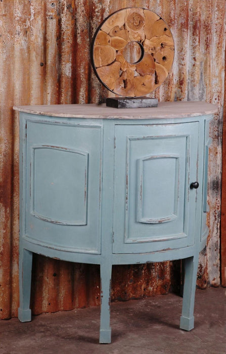Sunset Trading Cottage Half Round Cabinet | Beach Blue/Natural Limewash Solid Wood | Fully Assembled Accent Table -  Chapter 11 Furniture (Lewiston, Maine)