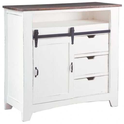Sunset Trading Cottage Sliding Barn Door Chest | Distressed White/Raftwood Brown Solid Wood | Fully Assembled Sideboard -  Chapter 11 Furniture (Lewiston, Maine)