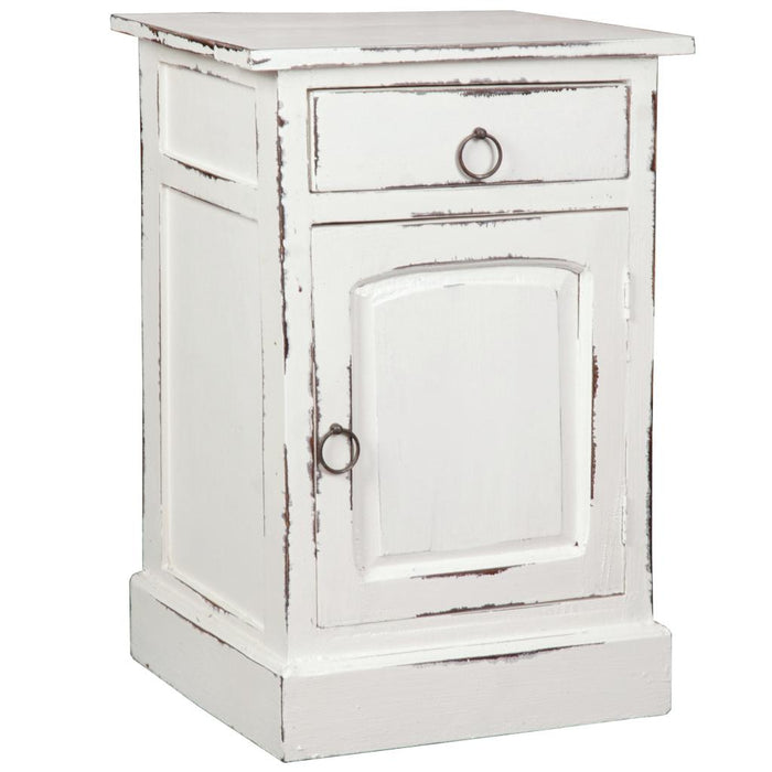 Sunset Trading Cottage Nightstand | Distressed White Solid Wood | Fully Assembled End Table