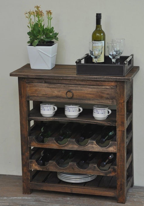 Sunset Trading Cottage Wine Server with Drawer | Raftwood Brown Solid Wood | Fully Assembled Sideboard -  Chapter 11 Furniture (Lewiston, Maine)