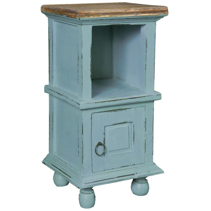 Sunset Trading Cottage Side End Table | Two Tone Beach Blue/Savage Brown Solid Wood | Fully Assembled
