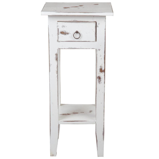 Sunset Trading Cottage Narrow Side End Table | Heavy Distressed White Solid Wood | Fully Assembled Small Nightstand -  Chapter 11 Furniture (Lewiston, Maine)