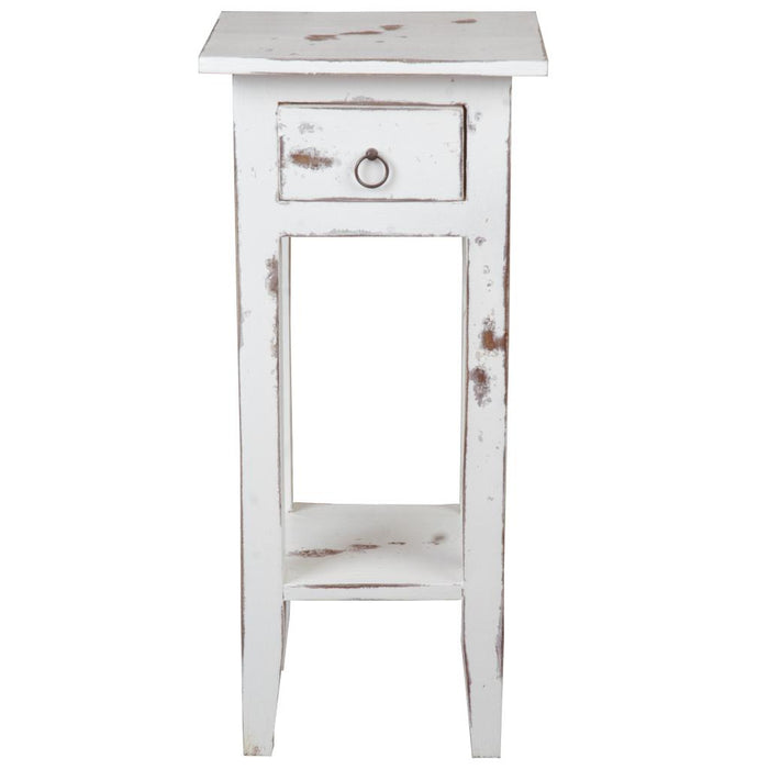 Sunset Trading Cottage Narrow Side End Table | Heavy Distressed White Solid Wood | Fully Assembled Small Nightstand -  Chapter 11 Furniture (Lewiston, Maine)