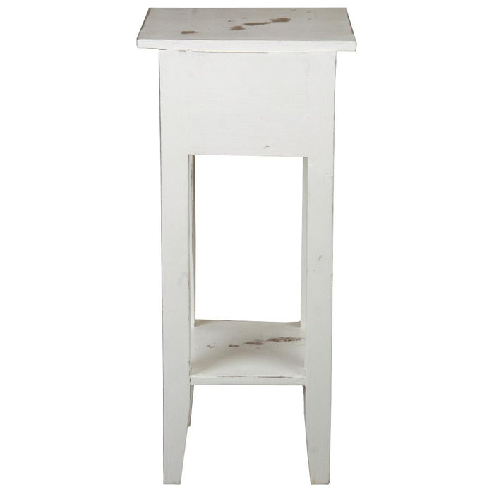 Sunset Trading Cottage Narrow Side End Table | Heavy Distressed White Solid Wood | Fully Assembled Small Nightstand -  Chapter 11 Furniture (Lewiston, Maine)