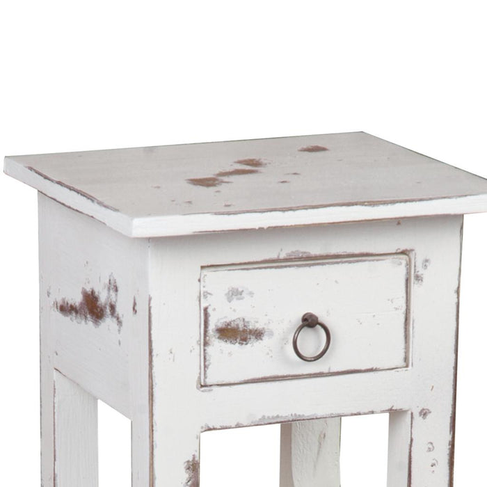 Sunset Trading Cottage Narrow Side End Table | Heavy Distressed White Solid Wood | Fully Assembled Small Nightstand -  Chapter 11 Furniture (Lewiston, Maine)