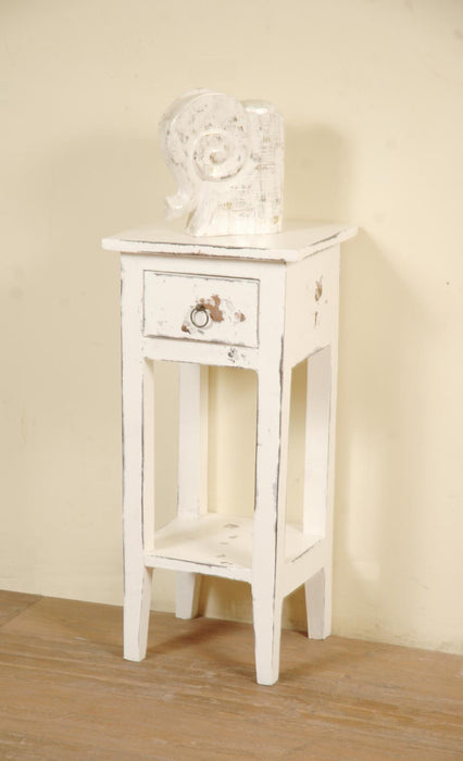 Sunset Trading Cottage Narrow Side End Table | Heavy Distressed White Solid Wood | Fully Assembled Small Nightstand -  Chapter 11 Furniture (Lewiston, Maine)