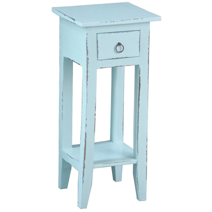 Sunset Trading Cottage Narrow Side End Table | Sky Blue Solid Wood | Fully Assembled Small Nightstand
