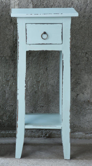 Sunset Trading Cottage Narrow Side End Table | Sky Blue Solid Wood | Fully Assembled Small Nightstand -  Chapter 11 Furniture (Lewiston, Maine)