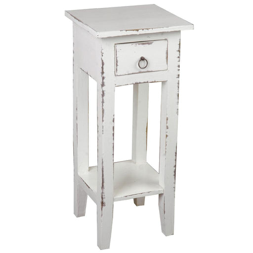 Sunset Trading Cottage Narrow Side End Table | Distressed White Solid Wood | Fully Assembled Small Nightstand -  Chapter 11 Furniture (Lewiston, Maine)