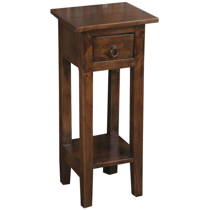 Sunset Trading Cottage Narrow Side End Table | Java Brown Solid Wood | Fully Assembled Small Nightstand