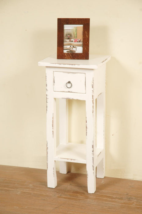 Sunset Trading Cottage Narrow Side End Table | Distressed White Solid Wood | Fully Assembled Small Nightstand -  Chapter 11 Furniture (Lewiston, Maine)