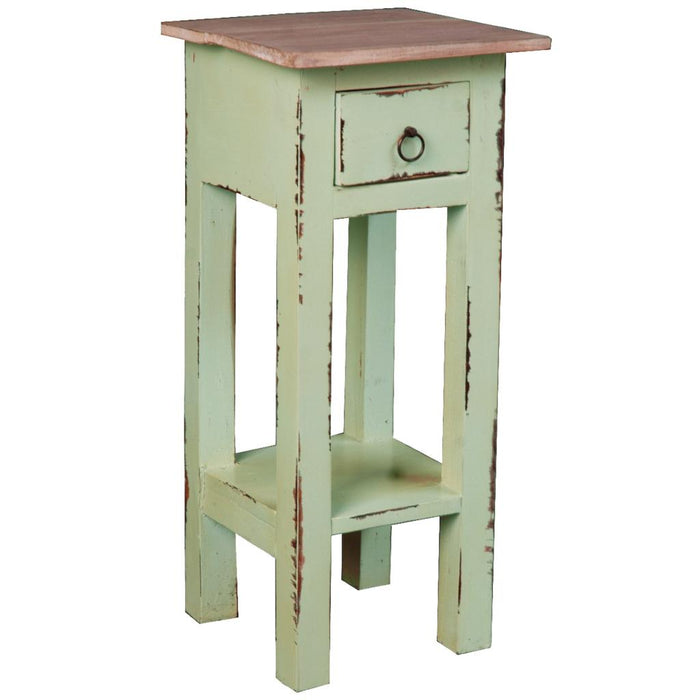 Sunset Trading Cottage Narrow Side Table | Distressed Bahama/Natural Limewash Solid Wood | Fully Assembled Small Nightstand