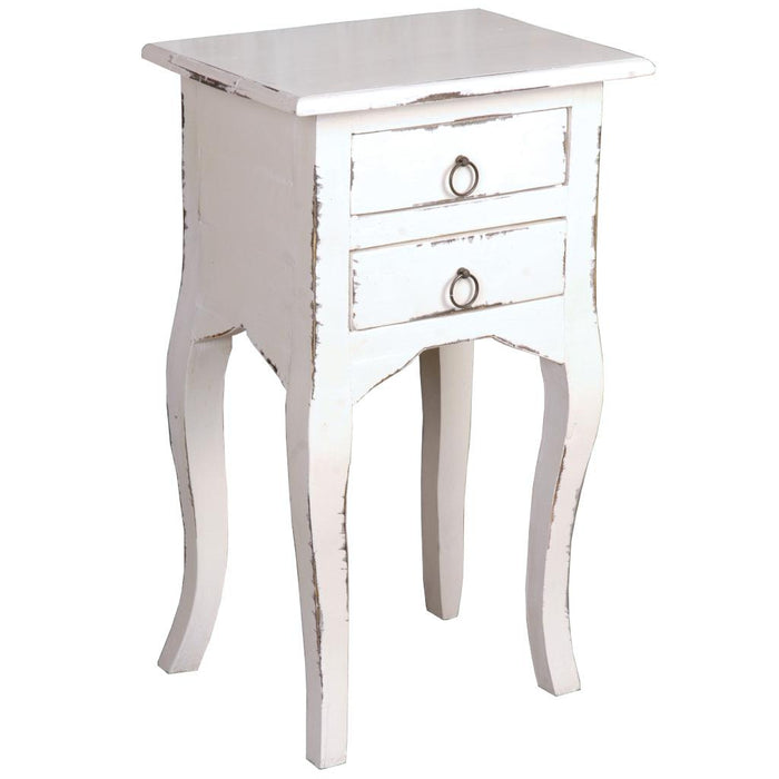 Sunset Trading Cottage Side End Table | Distressed White Solid Wood | Fully Assembled