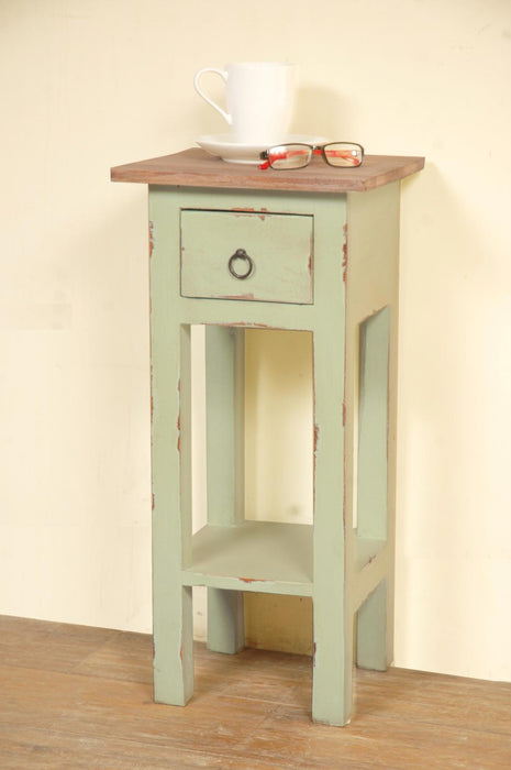 Sunset Trading Cottage Narrow Side Table | Distressed Bahama/Natural Limewash Solid Wood | Fully Assembled Small Nightstand -  Chapter 11 Furniture (Lewiston, Maine)