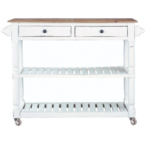 Sunset Trading Cottage Kitchen Island with Casters | White/Natural Top | Kitchen Cart Solid Wood | Fully Assembled Sideboard -  Chapter 11 Furniture (Lewiston, Maine)