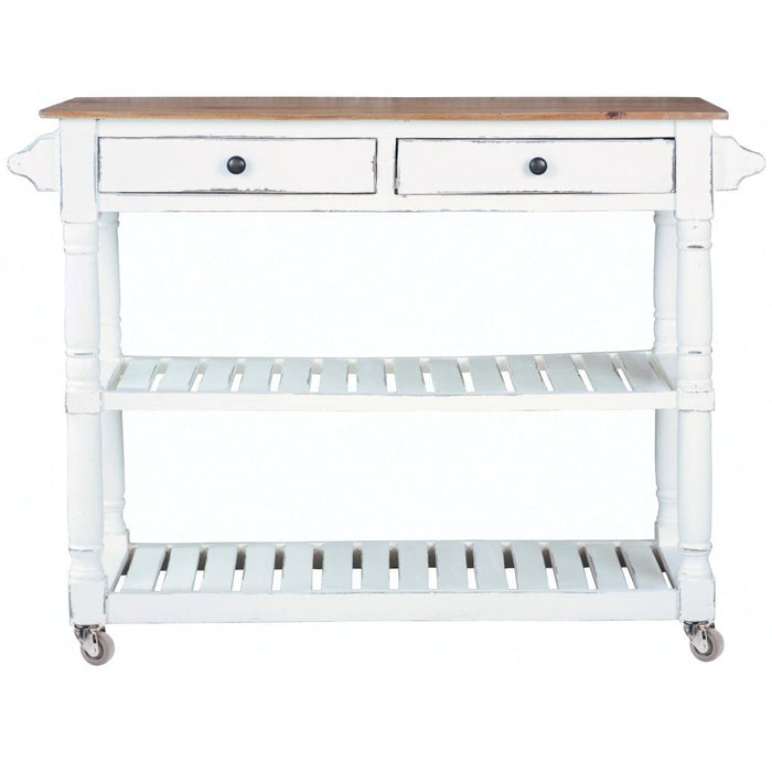 Sunset Trading Cottage Kitchen Island with Casters | White/Natural Top | Kitchen Cart Solid Wood | Fully Assembled Sideboard -  Chapter 11 Furniture (Lewiston, Maine)