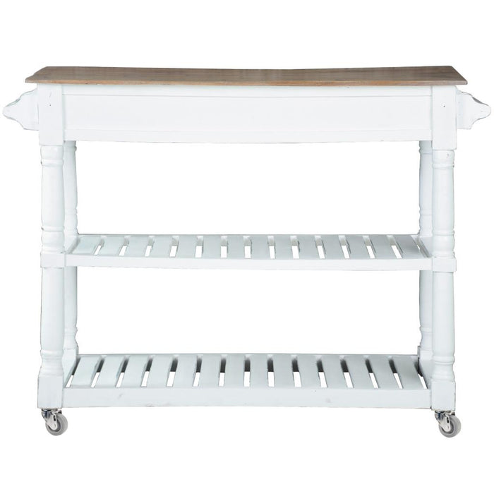 Sunset Trading Cottage Kitchen Island with Casters | White/Natural Top | Kitchen Cart Solid Wood | Fully Assembled Sideboard -  Chapter 11 Furniture (Lewiston, Maine)