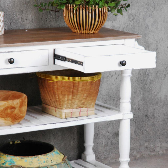 Sunset Trading Cottage Kitchen Island with Casters | White/Natural Top | Kitchen Cart Solid Wood | Fully Assembled Sideboard -  Chapter 11 Furniture (Lewiston, Maine)