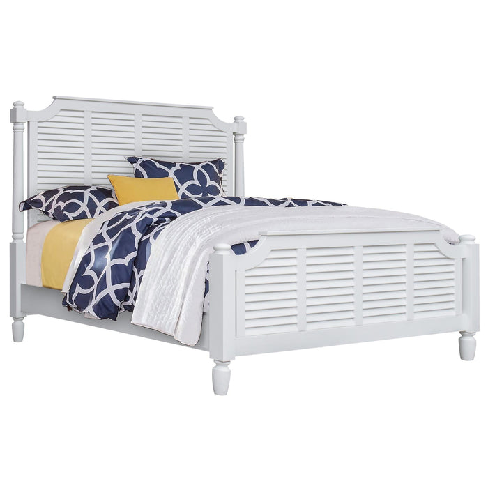 Sunset Trading White Shutter Wood Queen Bed | Coastal Queensize Bedroom Furniture