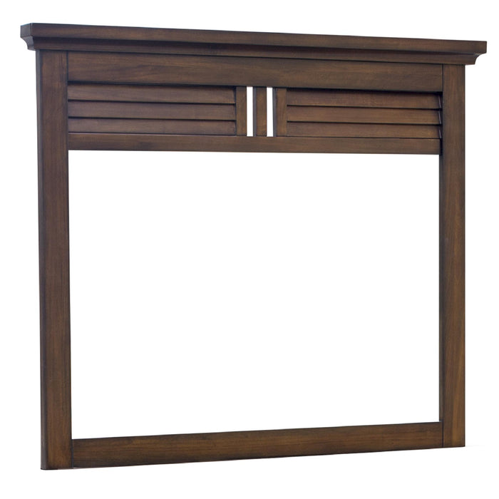 Sunset Trading Bahama Shutter Wood Mirror | Tropical Walnut Brown