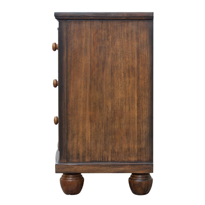 Sunset Trading Bahama Shutter Wood 3 Drawer Nightstand | Tropical Walnut Brown