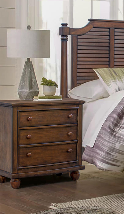 Sunset Trading Bahama Shutter Wood 3 Drawer Nightstand | Tropical Walnut Brown