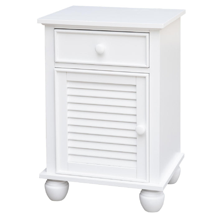 Sunset Trading White Shutter Wood Nightstand