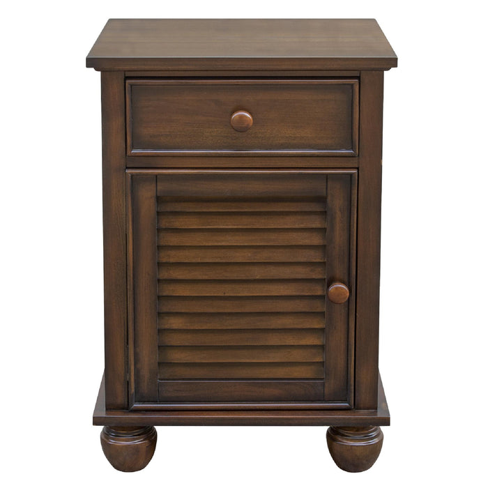 Sunset Trading Bahama Shutter Wood Nightstand | Tropical Walnut Brown