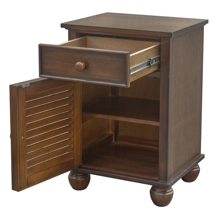 Sunset Trading Bahama Shutter Wood Nightstand | Tropical Walnut Brown